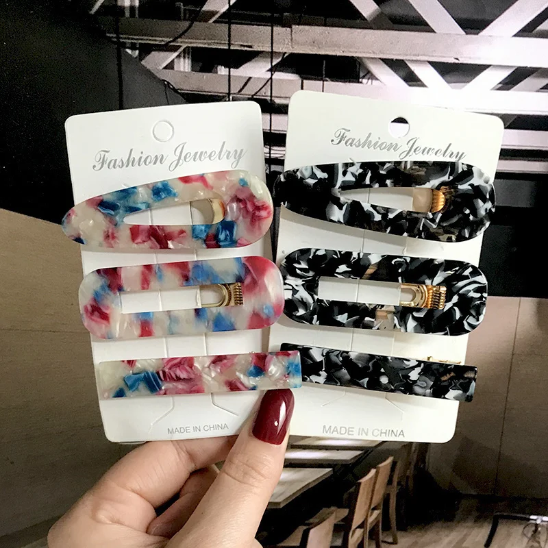 Korean Fashion Frauen Haarnadeln Seite Clip Haar Schmuck Trendy Mädchen Acryl Geometrische Barrettes Haar Zubehör Headwear Großhandel – Detail 4