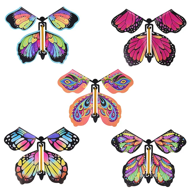5 Stück magische fliegende Schmetterling Wind Up Spielzeug am