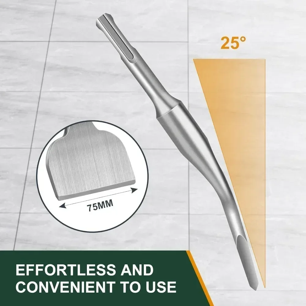 1PC SDS PLUS Round Shank tile Shovel Electric Hammer Chise Wall Impact Drill Elbow 17x165x75 mm 25° Bending 5