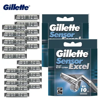 Gillette Sensor Excel Lame di rasoio per uomo Rimozione peli del viso Testine di rasoio di ricambio Ricarica Cartucce da barba 10/20 Conteggio 1