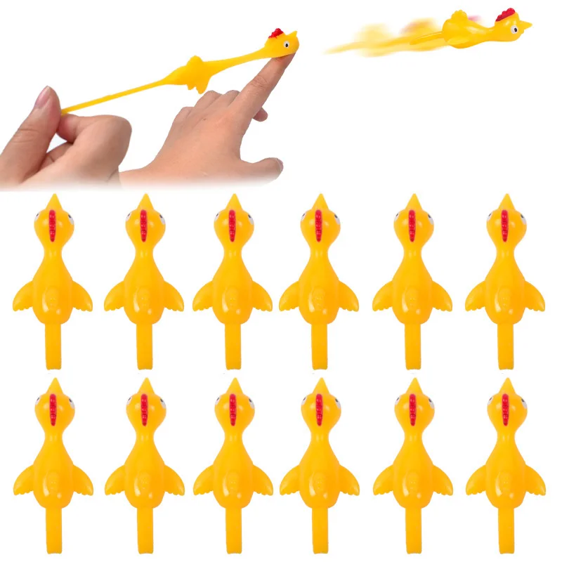 Stress Relief Toys 5-15pcs Slingshot Rubber Chicken Finger Toys Flingers Stretchy Shoot off Turkey Novelty Assorted Stress Reliever Kids Adult Toys