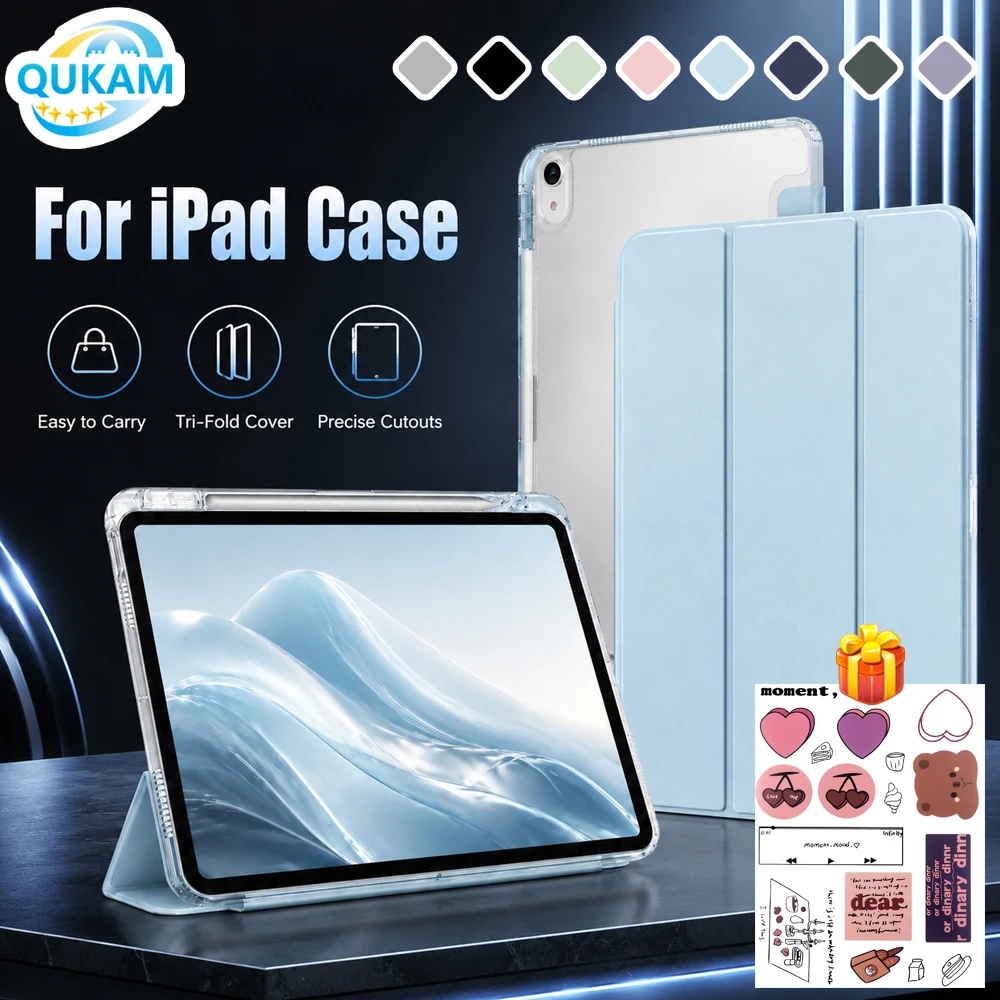 Slim Acrylic iPad Case with Transparent Tri-fold Stand