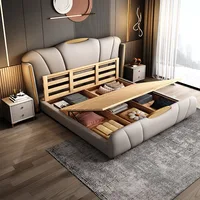 Sommeil Unique lit nordique cadre rembourré tables de nuit lit Queen Size tête de lit Muebles Para dortoir chambre ensemble meubles 4