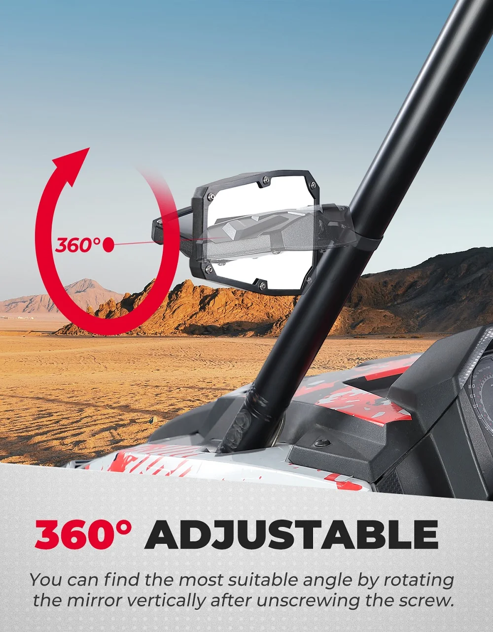 1.5-1.875" UTV Side Rearview Mirrors Compatible Polaris RZR 1000 Can-am Maverick X3 Cfmoto John Deere KEMIMOTO