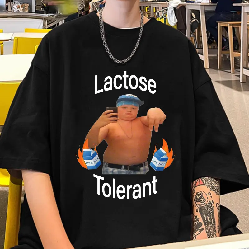 

Lactose Tolerant T Shirt Men Women's 2024 New 100% Cotton T-shirt Fashion Casual Oversized T Shirts Short Sleeve Male Streetwear