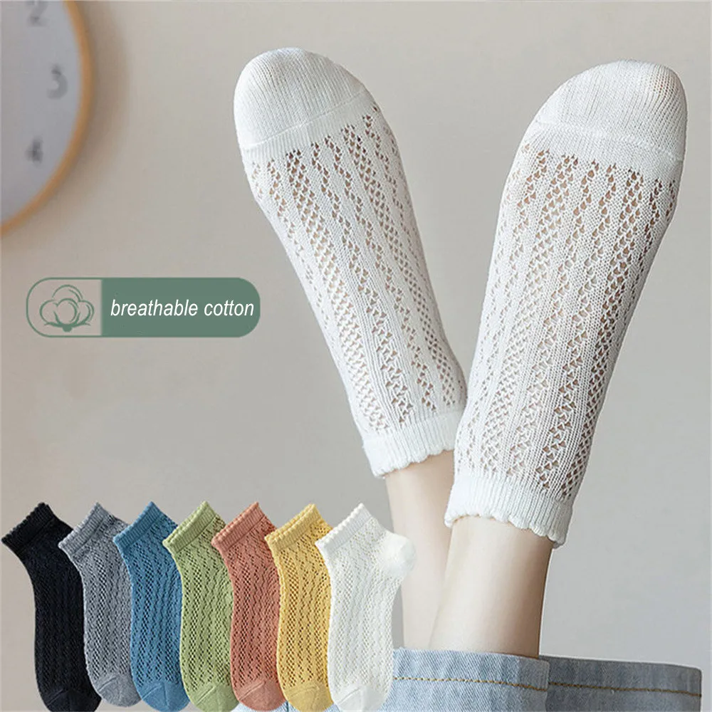 Women Cotton Breathable Low Cut Ankle Socks 5Pair Spring Summer Autumn Casual Lady Girls Solid Color Comfortable Short Socks
