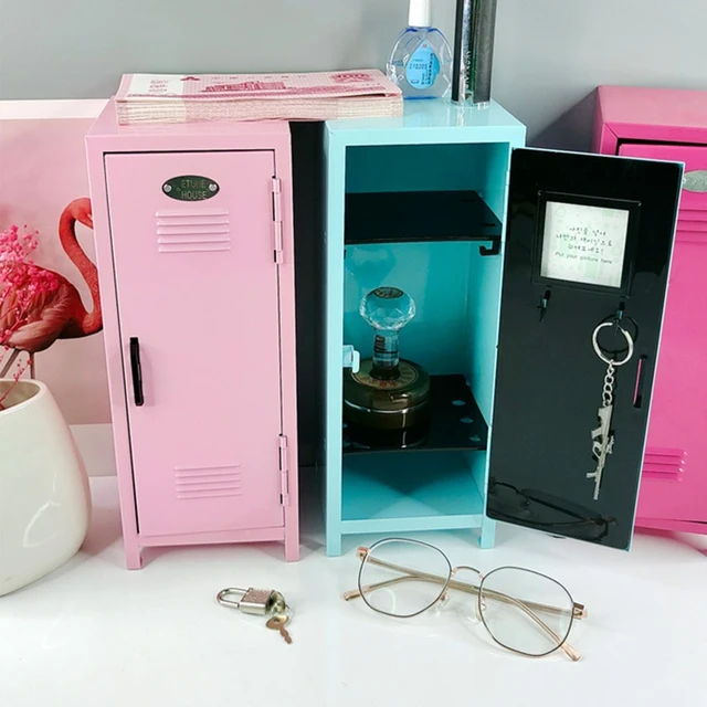 Small Makeup Storage Cabinet with A Lock Bedside Furniture Cute Organizer  Box for Girls Living Room Hallway Home Office Entryway - AliExpress