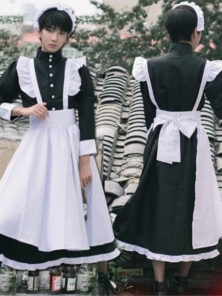 Maid Outfit Men Wear Cosplay Cute Japanese Lolita Dress Anime Maid Outfit Loli Black Dress Lolita Kawaii Gothic lolita cosplay costumes