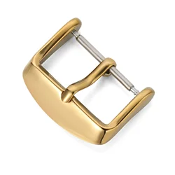 Elegant Brushed Stainless Steel Watch Pin Buckle - Silver, Gold, Black Finish (16mm Gold)
