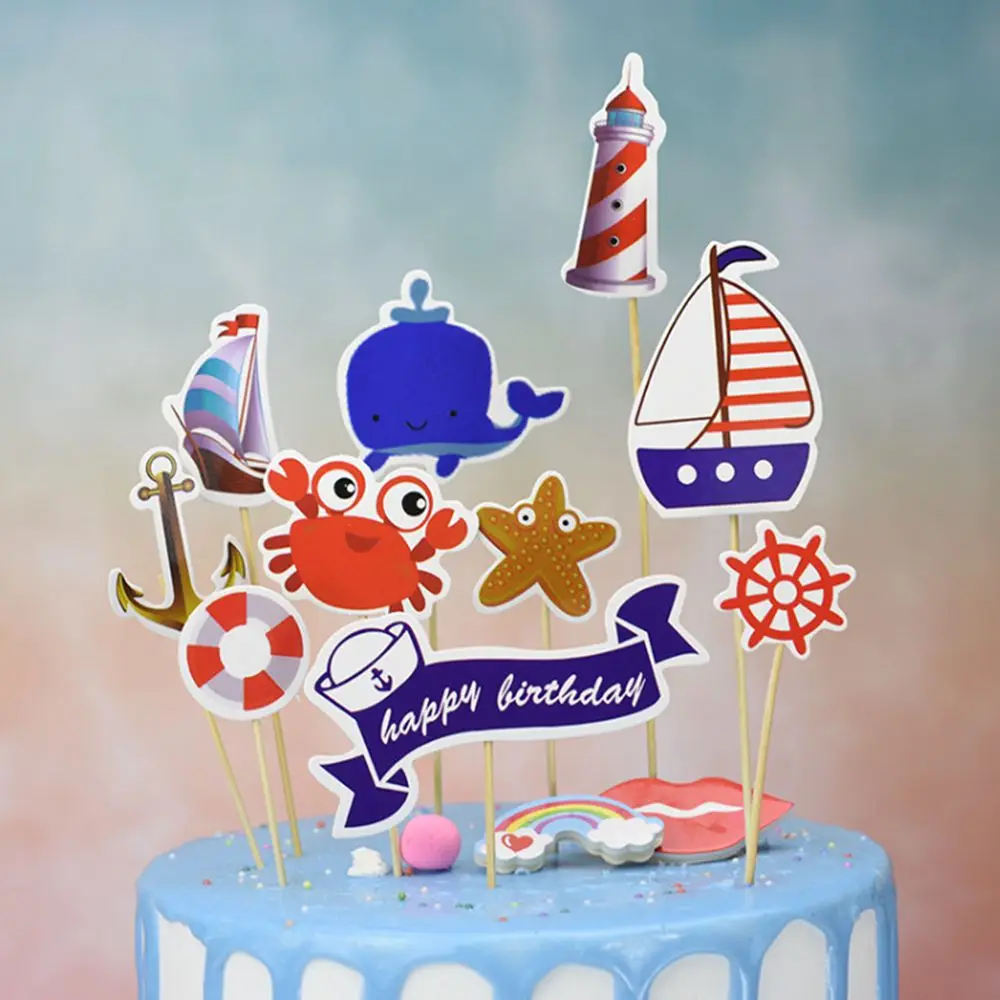 

Ocean Animals Sea Cake Decorations for Kids Birthday Baby Shower Party Supplies,Pirate Cake Topper