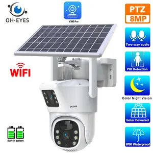 4K Wifi Solar PTZ Security Camera Outdoor Dual Lens Dual Screen Ai Auto Tracking Wireless CCTV Surveillance Camera 2 Way Audio