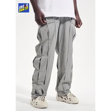 

UNCLEDONJM hip hop cargo pants men stacked pants techwear tactical pants Pleated trousers harem pants men