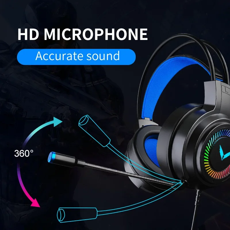 

G58 G60 Gaming Headset 7.1 Stereo SVirtual Surround Bass Earphone Headphone with Mic LED Light for Computer PC Gamer Foldable
