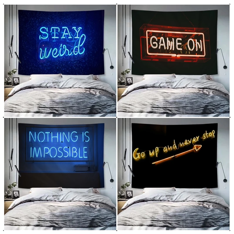 

Большой Настенный гобелен с неоновыми лампочками для гостиной для дома и общежития, декор для стен, художественный Декор