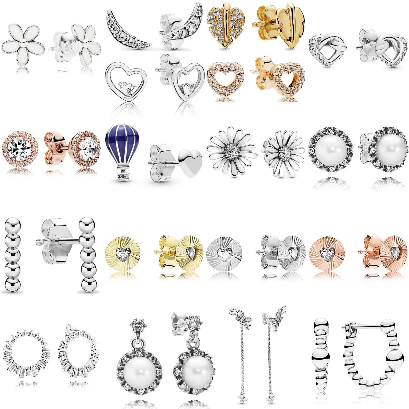

New 925 Sterling Silver Earring Butterflies Asymmetric Hearts of Love Glacial Beauty Pearl Earring For Women Fashion Jewelry