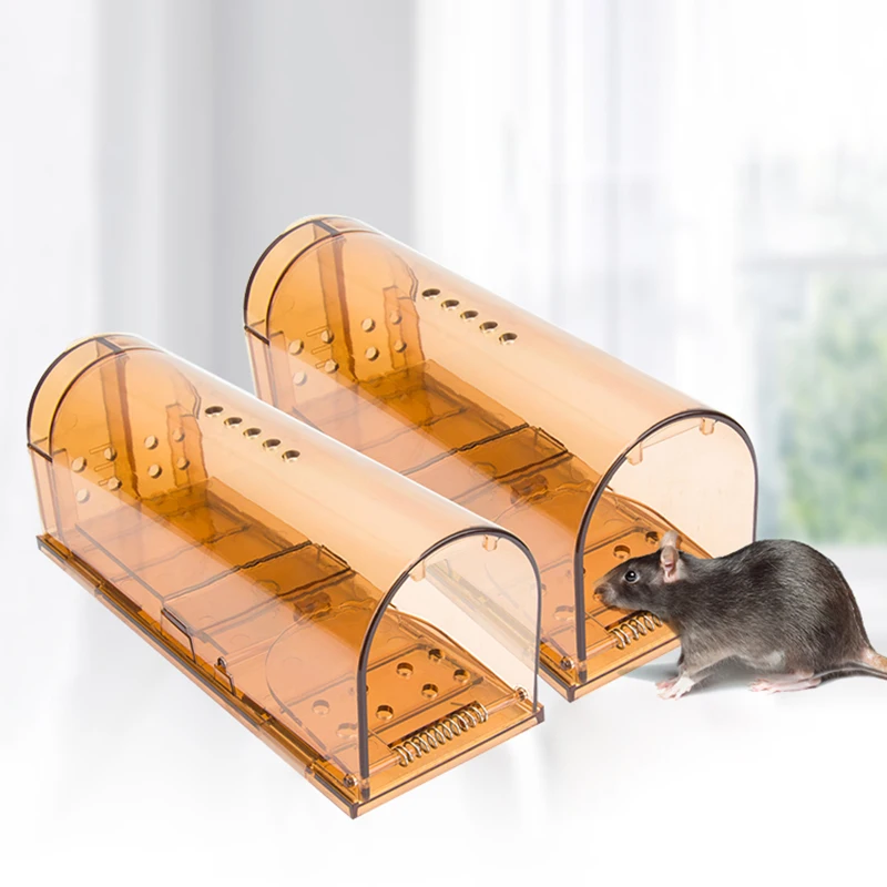 

Reusable Plastic Mouse Trap Humane Clear Smart No Kill Rodents Catcher, Mice, Rat Live Trap, Indoor, Outdoor Pest Control, 2Pcs