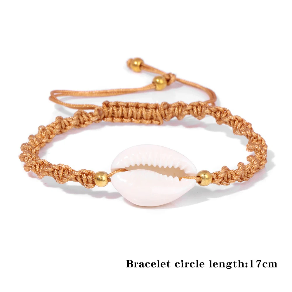 White Color Shell Bracelets Summer Adjustable Woven Rope Choker