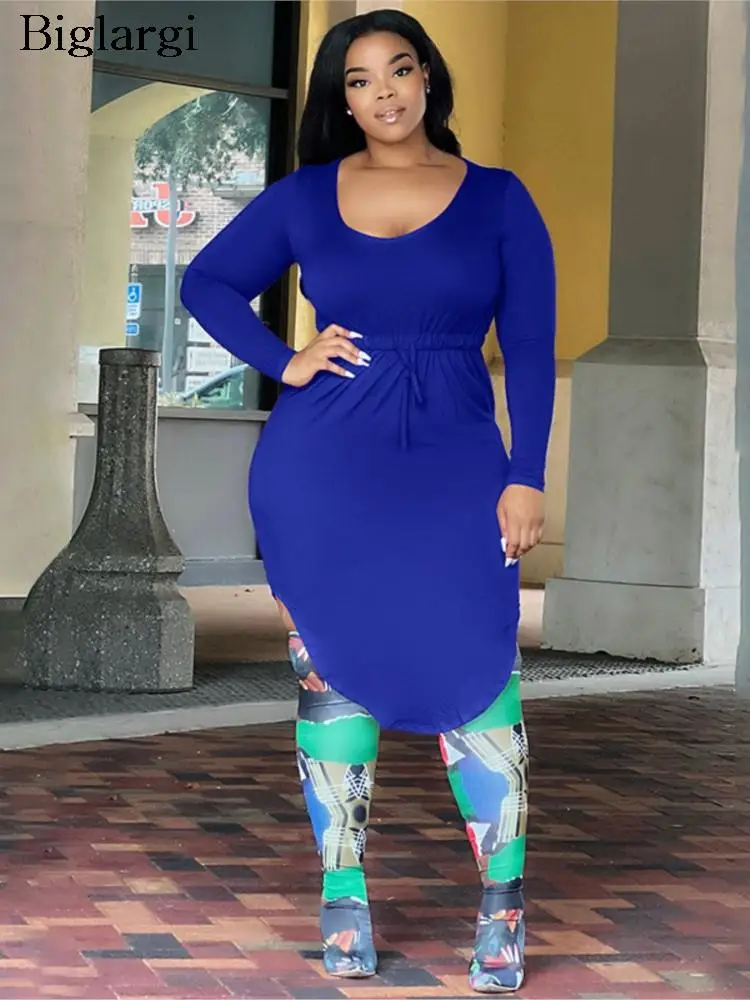 

Plus Size Autumn Winter Pullover Midi Dress Women Sexy Bodycon Fashion Irregular Ladies Dresses Long Sleeve Woman Dress 2023