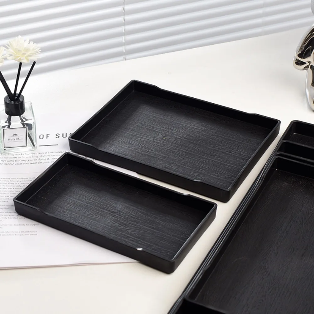 Description Picture 5 of itemNew Black White Large Plastic Tray Rectangle Multi-Purpose Serving Trays Plastic Plastic Plates Kitchen