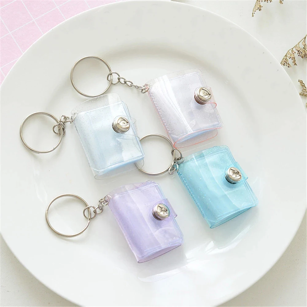 Jelly Color High quality Card Stock 1 Inch 16 Pockets Mini Photo Album Binders Albums Photo Card Holder Photos Holder Keychain