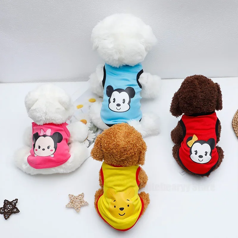Disney Mickey Minnie Pet Vest Summer New Cute Cartoon Fashion Dog Cat Windproof Soft Comfortable Clothing Outdoor Apparel Gifts