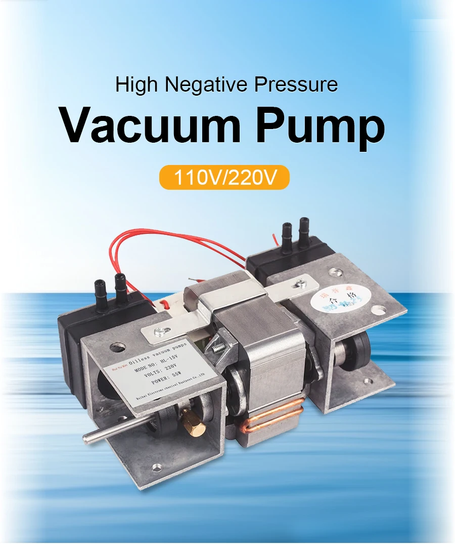 Oil-Free Vacuum Pump Compact 220V Mini Air Pump Dual-Piston Vacuum
