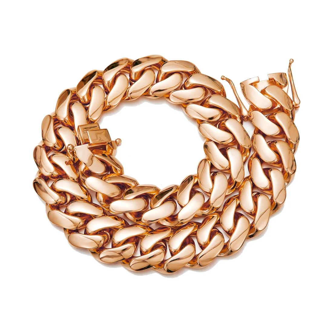 8-22mm Hip Hop Bling Rose Gold Color 316L Stainless Steel Dense Cuban Miami Link Chain Necklaces for Unisex Rapper Jewelry(1PC) - Image 6