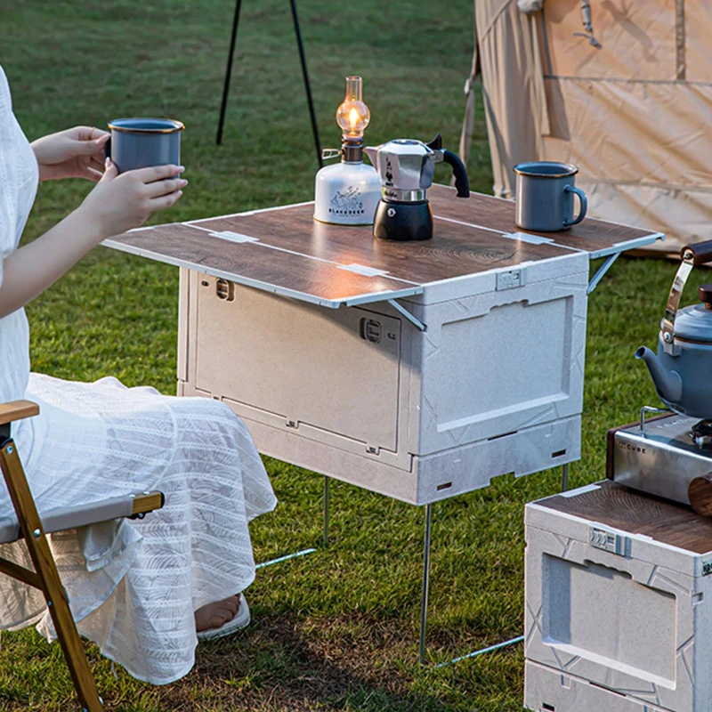 Foldable Camping Storage Box for Car Trunk with Table and Large