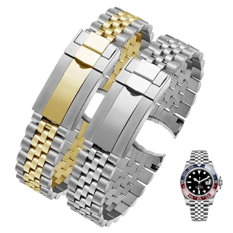 

Ремешок из нержавеющей стали для часов Rolex, роскошный браслет для часов устричного типа с постоянным движением, с изогнутым концом, 20 мм 21 мм