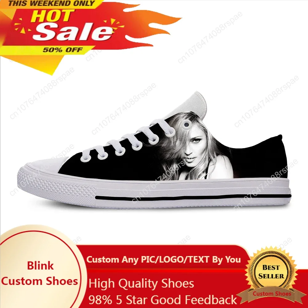 Hot Summer Fashion Madonna Music Pop Singer Cute Funny Low Top Casual Shoes Men Women Latest Sneakers Classic Board Shoes