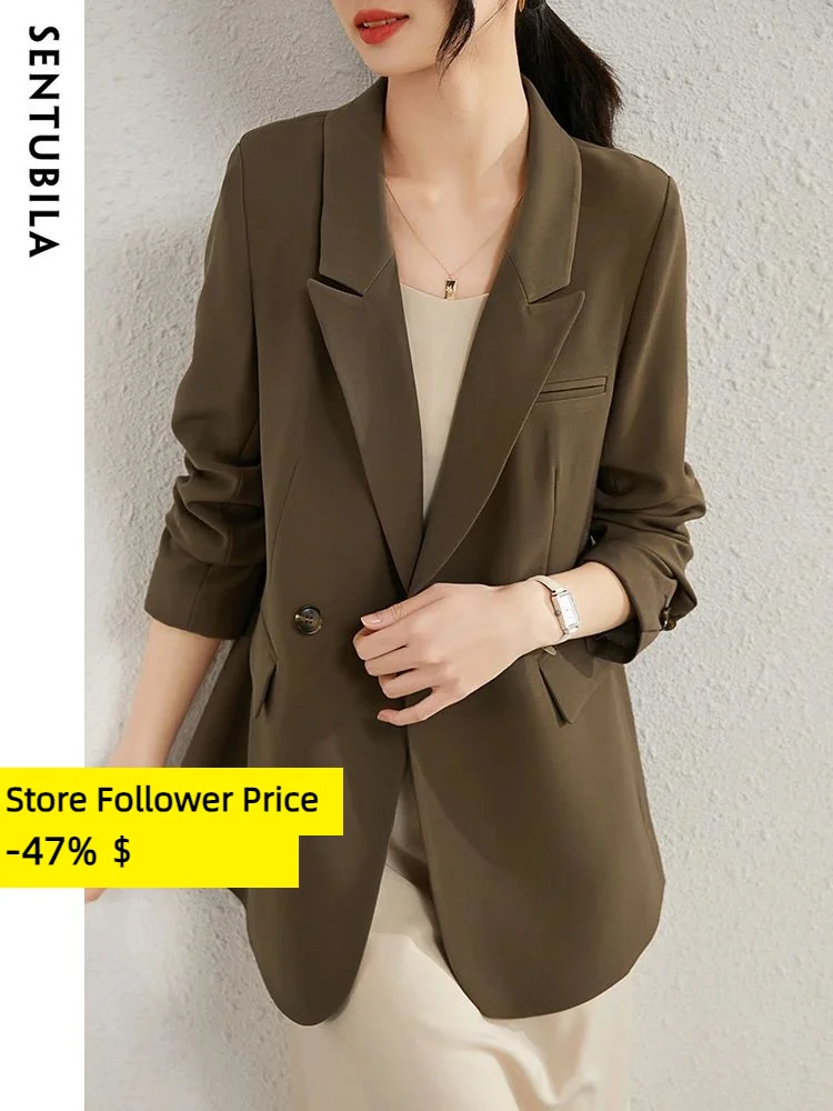 

Sentubila Suit Jacket Women Elegant Double Breasted Blazers Woman 2024 Spring Autumn New Loose Office Ladies Outwears 121X40651