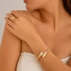 Wide Metal Bangle Ring for Women Gold and Silver Color Chunky Waterdrop Open Wrist Cuff Thick Irregular Twisted Bracelet Jewelry 1
