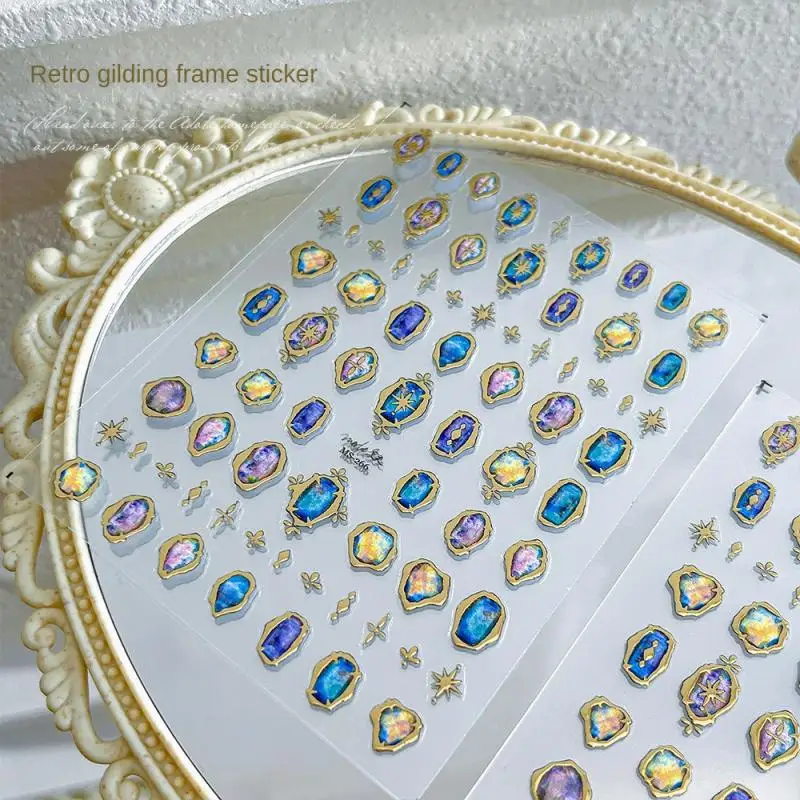 

Стикеры для ногтей Anaglyph, элегантная наклейка в стиле ретро, рельефный дизайн мечты, Золотая рамка, бронзирующие аксессуары для ногтей, позолоченные Стикеры для ногтей в стиле ретро