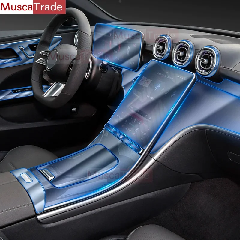 

For Mercedes-Benz C Class W206 2022 2023 Car Interior Center console Transparent TPU Protective film Anti-scratc Repair film