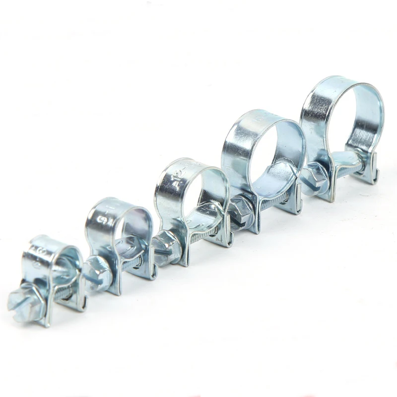 10pcs 7-17mm Mini Carbon Steel Clamp Fuel Line Injection Hose Air Hose Clamps Assortment Kit Diesel Petrol Water Pipe Clips