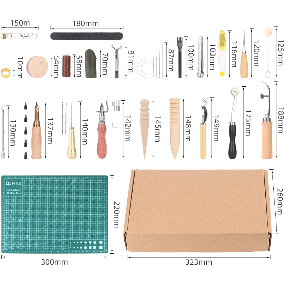 54pcs/set Leather Craft Tools Kit Hand Sewing Stitching Punch Carving Work  Saddle Leather craft Accessories DIY leather tools - AliExpress