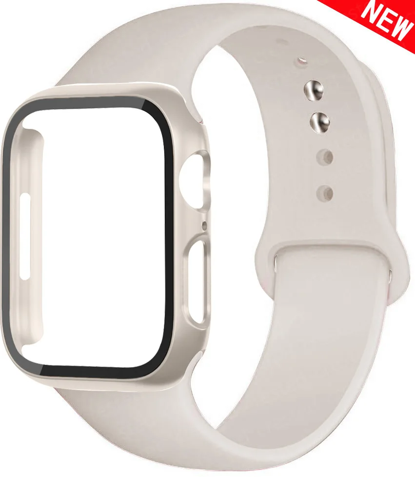 애플 워치 밴드용 케이스 및 실리콘 스트랩, 풀 PC 보호대 케이스 및 팔찌, iwatch 시리즈 se 7 4 5 6 8 9, 44mm, 40mm, 45mm, 41mm, 44mm