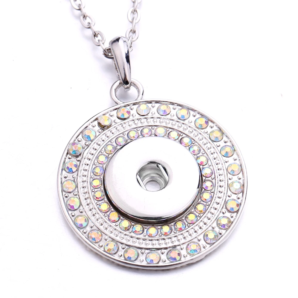 10pcs New Snap Button Jewelry Necklaces High Quality Full Crystal Round Snaps Pendant Necklace for Women