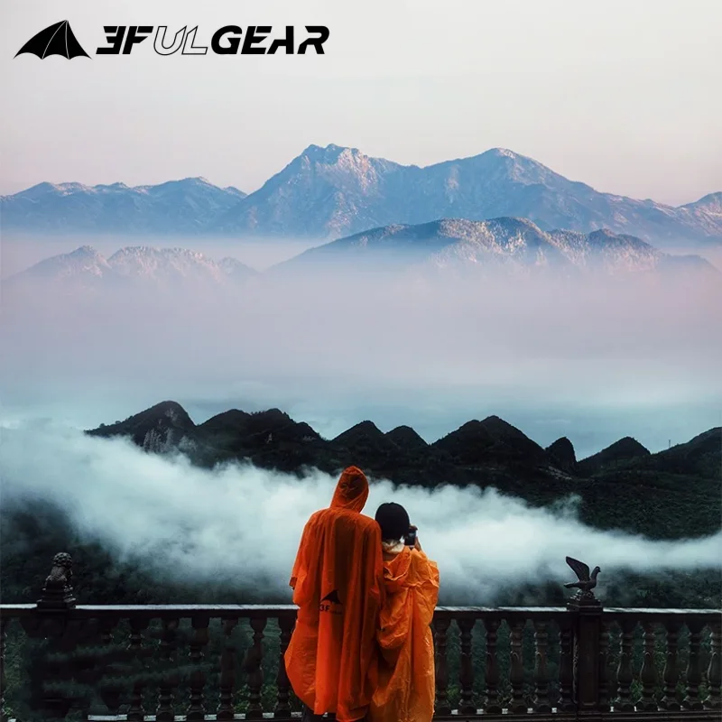 Camping Backpack [HODR] 3F UL GEAR Outdoor Raincoat with Sleeves Camping Backpack Poncho 15D Ultralight Rainproof for Hiking Travel Cycling