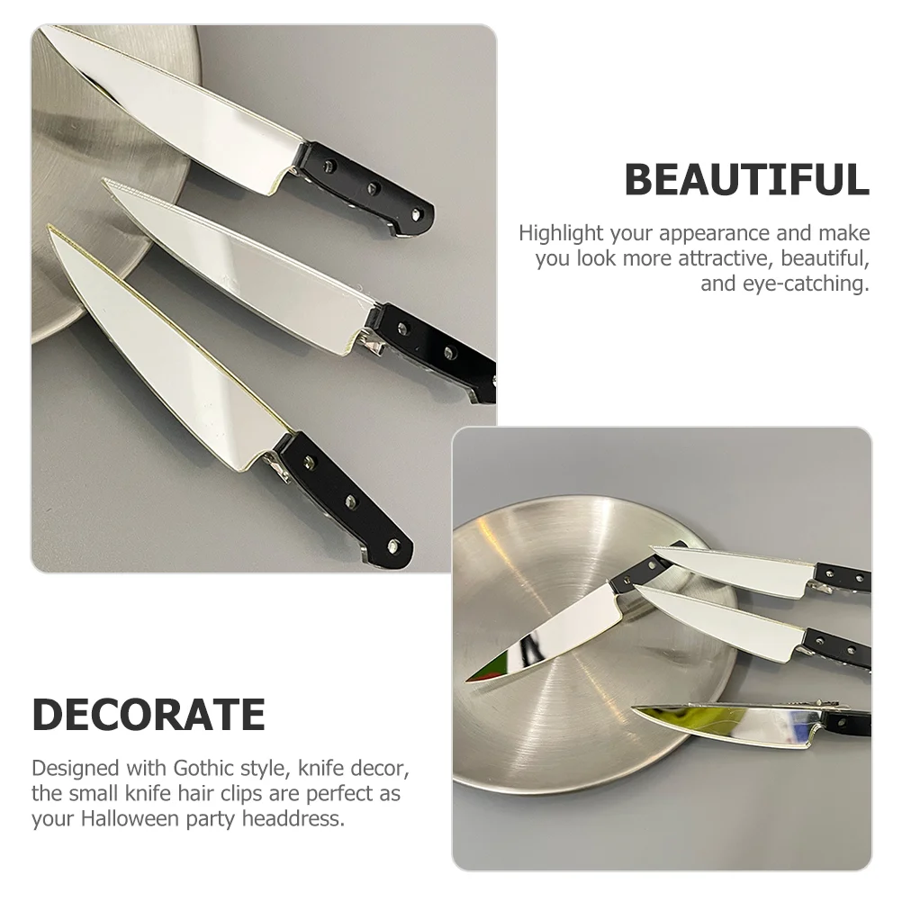 4 Pcs Hair Pins Simulated Knife Forehead Bangs Hairpin Headdress 4pcs (3# Fruit Hairpin) Gothic Accessories Clips Women Girl 2