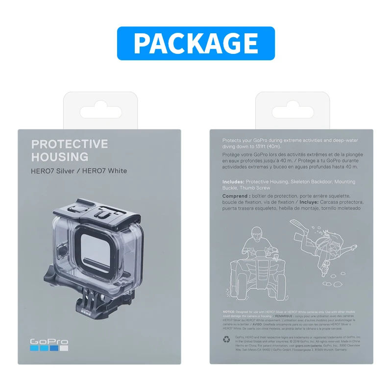 GoPro HERO7 waterproof shell for HERO7 Silver HERO7 White Action