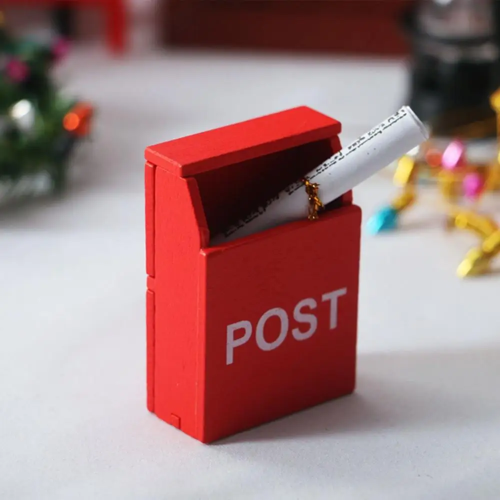 

Retro 1/12 Wooden Kids Toy Red Mail Box Miniature Dollhouse Accessories Mailbox Ornamant