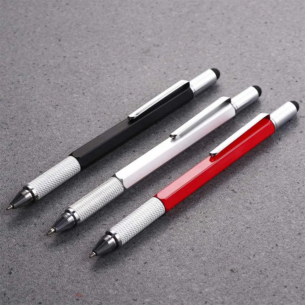 6 in 1 Capaciative pen Pen Tool Gadget Level Meter Cross Screwdriver Flat-blade Screwdriver Ballpoint Pen Replacement refill
