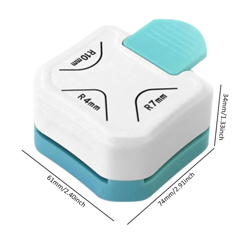 3 in1 Mini Angolo Trimmer Angolo Durevole Più Rotondo Punch R4/R7/R10mm Angolo Rotondo Trimmer Taglierina di Carta FAI DA TE carta Scrapbooking Punch - immagine 5