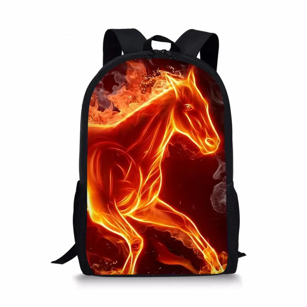 Student Book Bag Boys Girls Back Pack Back to School Bags Gift Cute Horse Print Kids Backpack Bookbag Travel Men Teens Rucksack