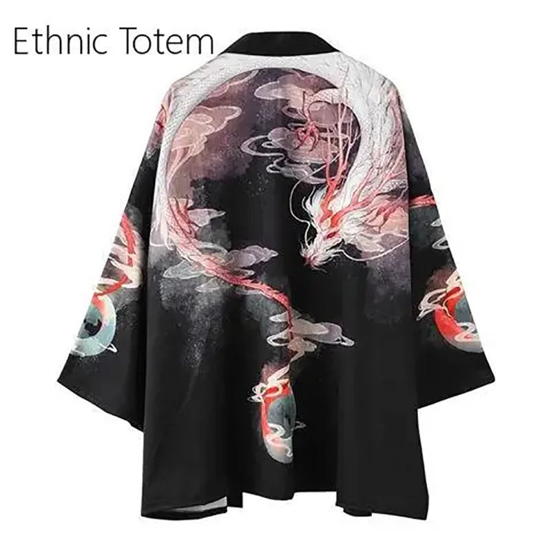 Kimonos Japanese Hombre Retro Crane Print Thin Coat Summer Chinese Style New Tang Suit Taoist Robe Samurai Clothes