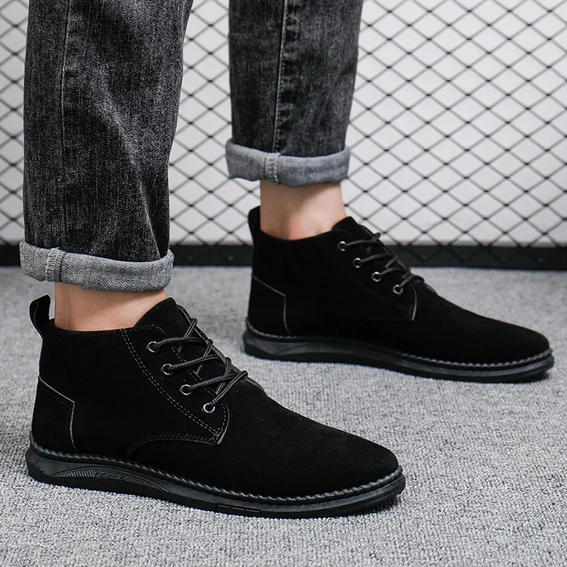 Men Shoes Luxury Suede Men Chelsea Boots 2024 New Comfortable Lace Up Ankle Boots Outdoor Casual High Quality Men Boots hombre - 2