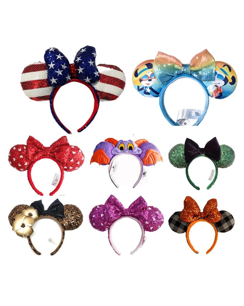 Disney Mermaid princess Flowers Headband Minnie Ears Headband Sequin EARS COSTUME Cosplay Plush Adult/Kids Christmas Gifts disney mickey ears headband plush minnie mouse big sequin bows ears costume headband cosplay plush adult kids headband