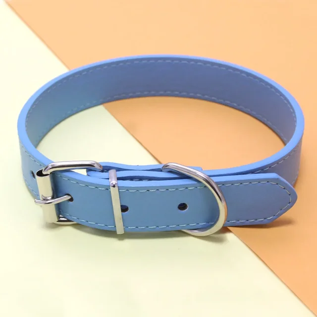 Solid Color Leather Dog Collar Adjustable Cat Necklace Puppy Neck Strap Suitable For Medium And Small Dogs Pet Supplies XS-XL 5