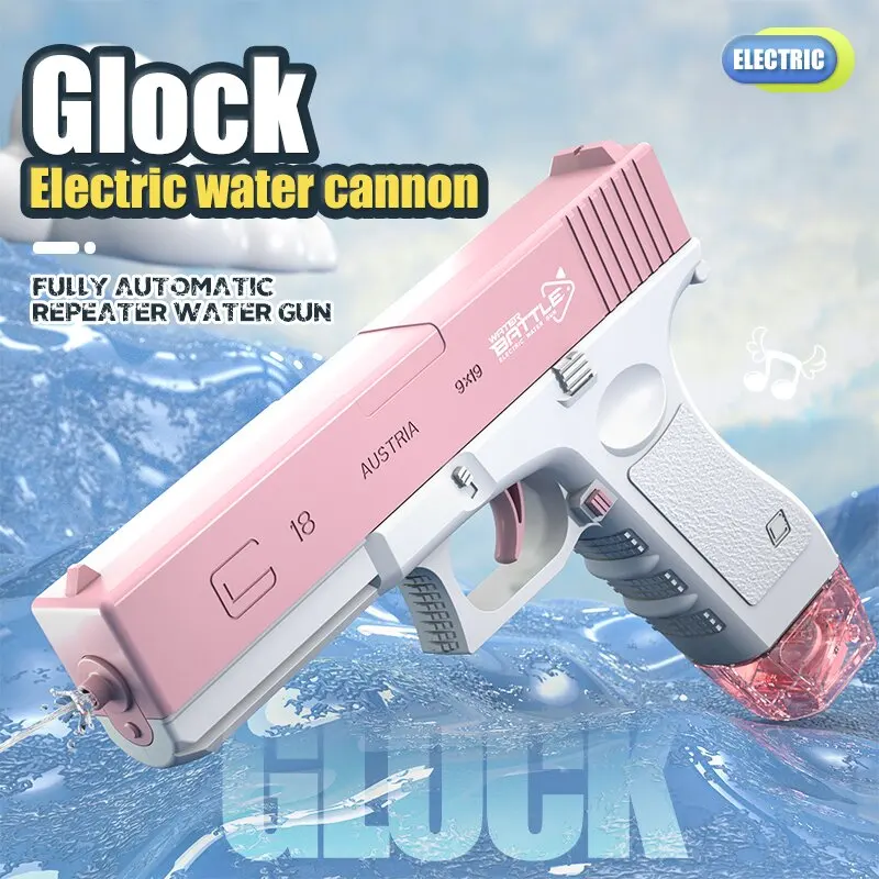 

New Water Gun Electric Water Toy Glock Pistol Shooting Toy Full Automatic Summer Water Beach Toy For Kids Children Boys Adults
